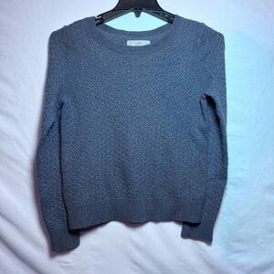 LOFT Textured Sparkly Knit Crew Neck Sweater in Blue